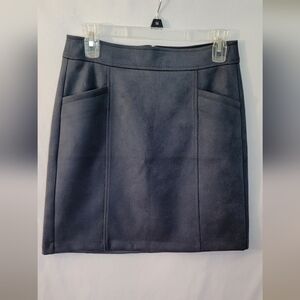 LOFT Steel Blue Pencil Faux Suede Mini Skirt Size 0
